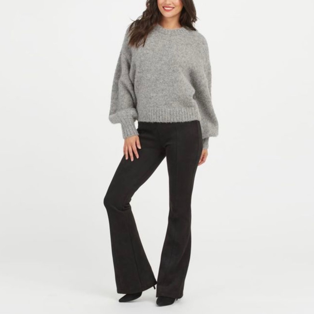 Spanx black faux suede flare pants
